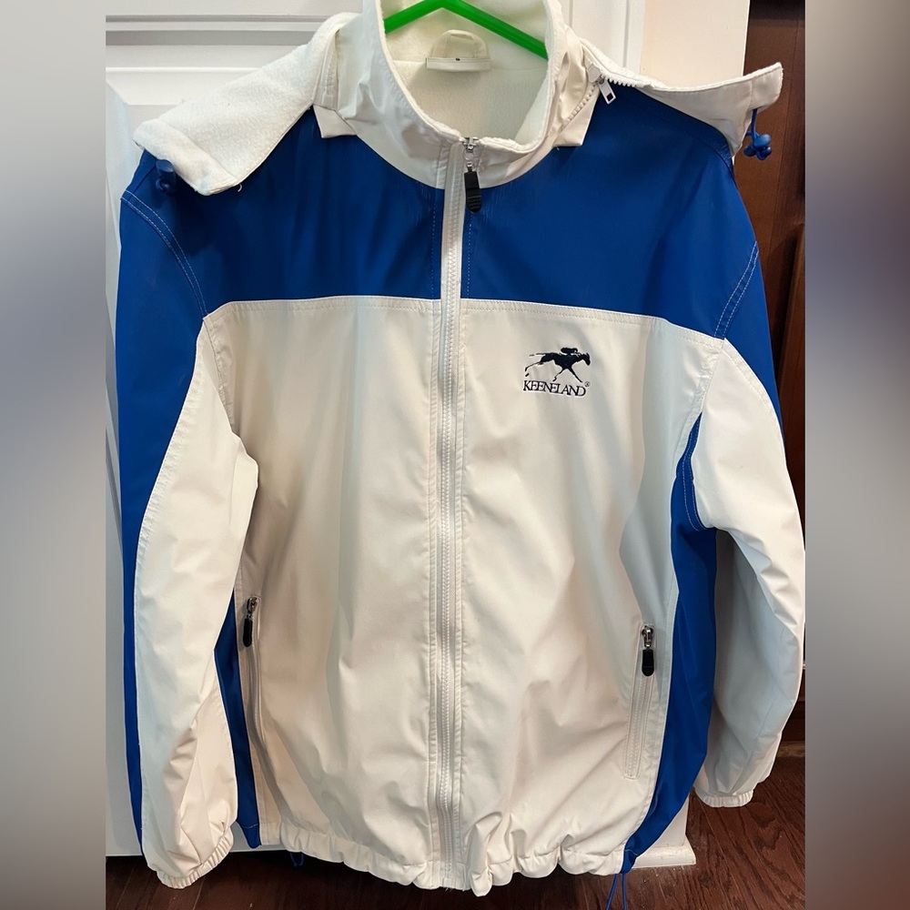 Vintage fleece jacket size small Keeneland Race Horse track, royal blue